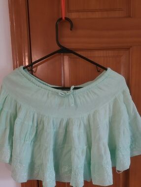 Light Mint Tiered Ruffle Mini Skirt Sz M